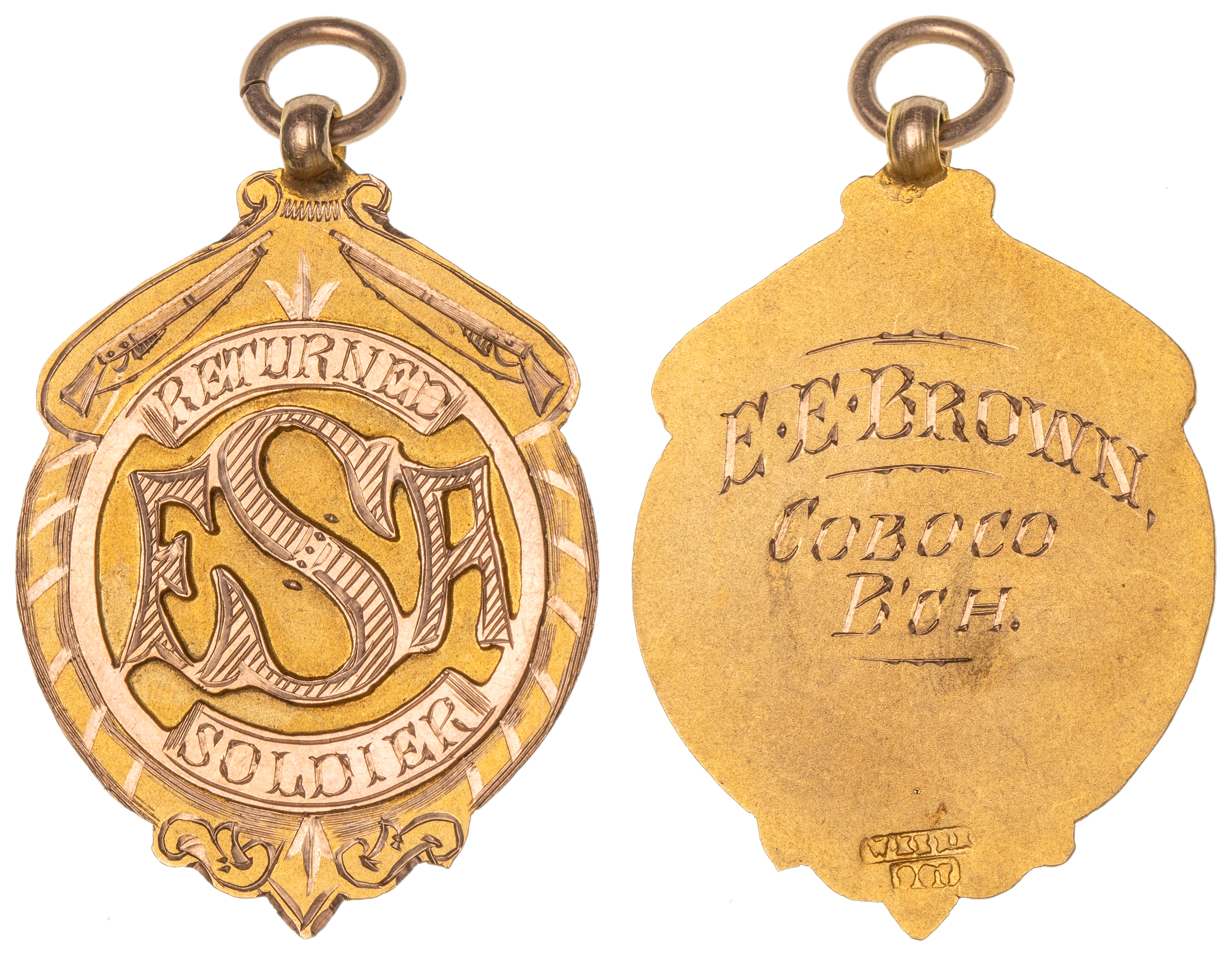 316 · WWI Returned Soldiers Gold Fob Medal,