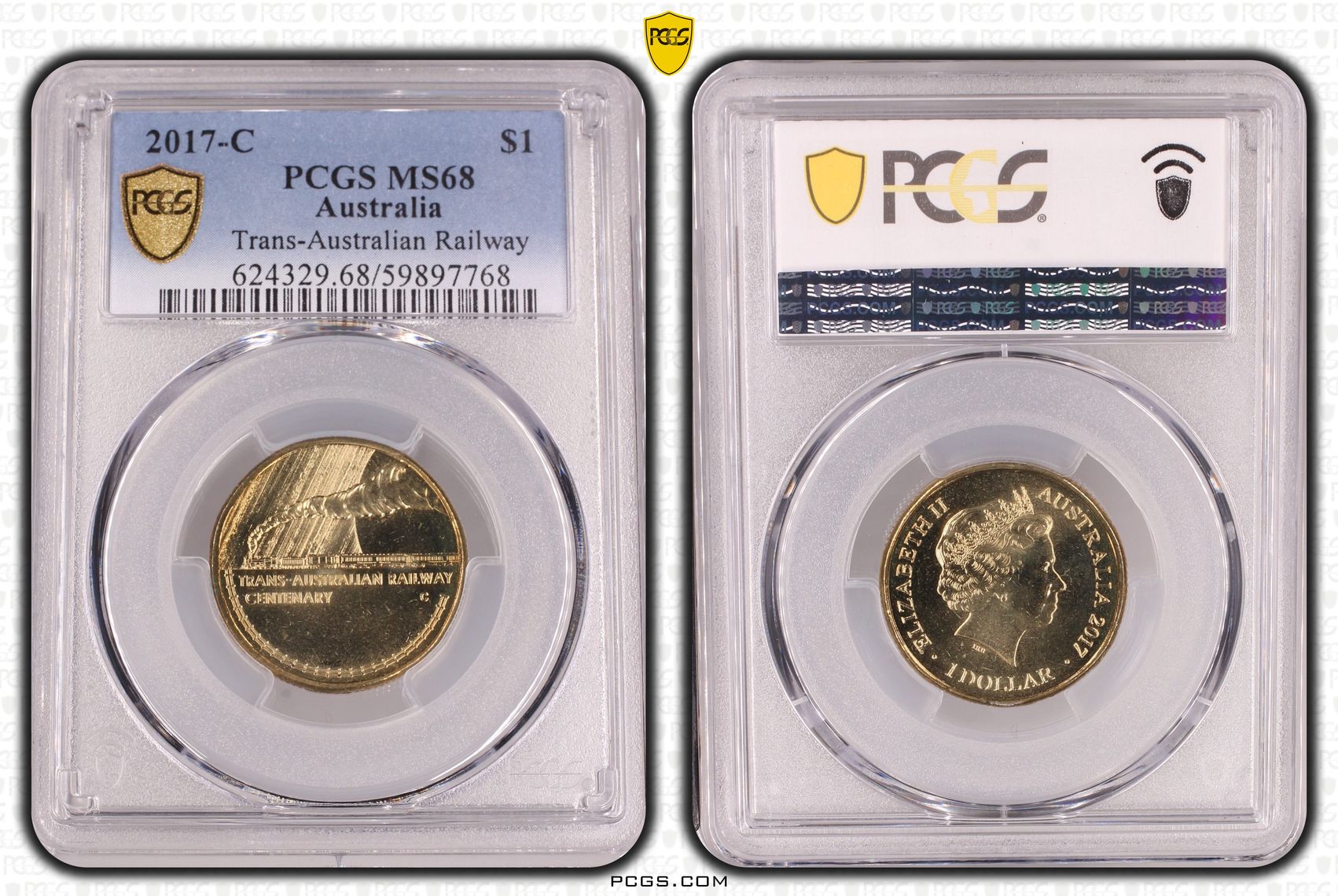 Trans-Australian Railway, One Dollar, 2017-C, PCGS MS68