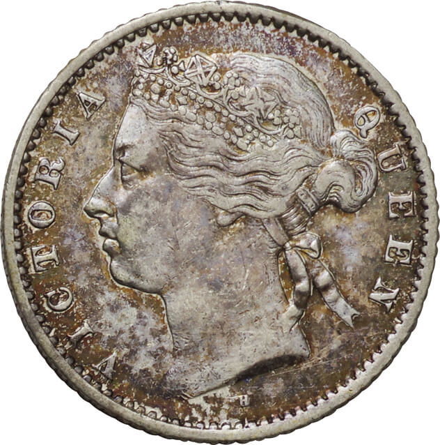英領海峡植民地-Straits Settlements. 1872. Silver. 10セント(Cent 