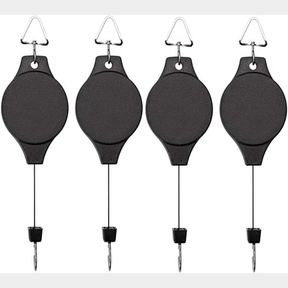 4 PACK PLANT HOOK PULLEY, RETRACTABLE PLANT HANGER EASY REACH HANGING FLOWER BASKET FOR GARDEN BASKETS POTS AND BIRDS FEEDER HANG