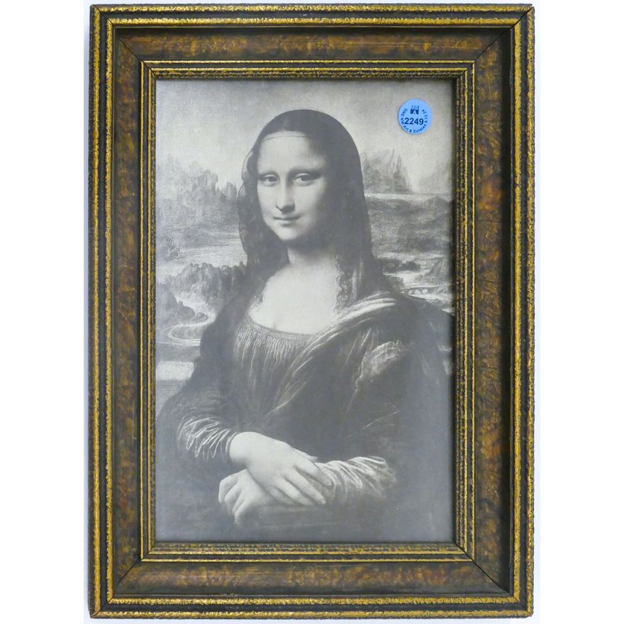 Antique Mona Lisa Art Print Framed 13''x9.5''