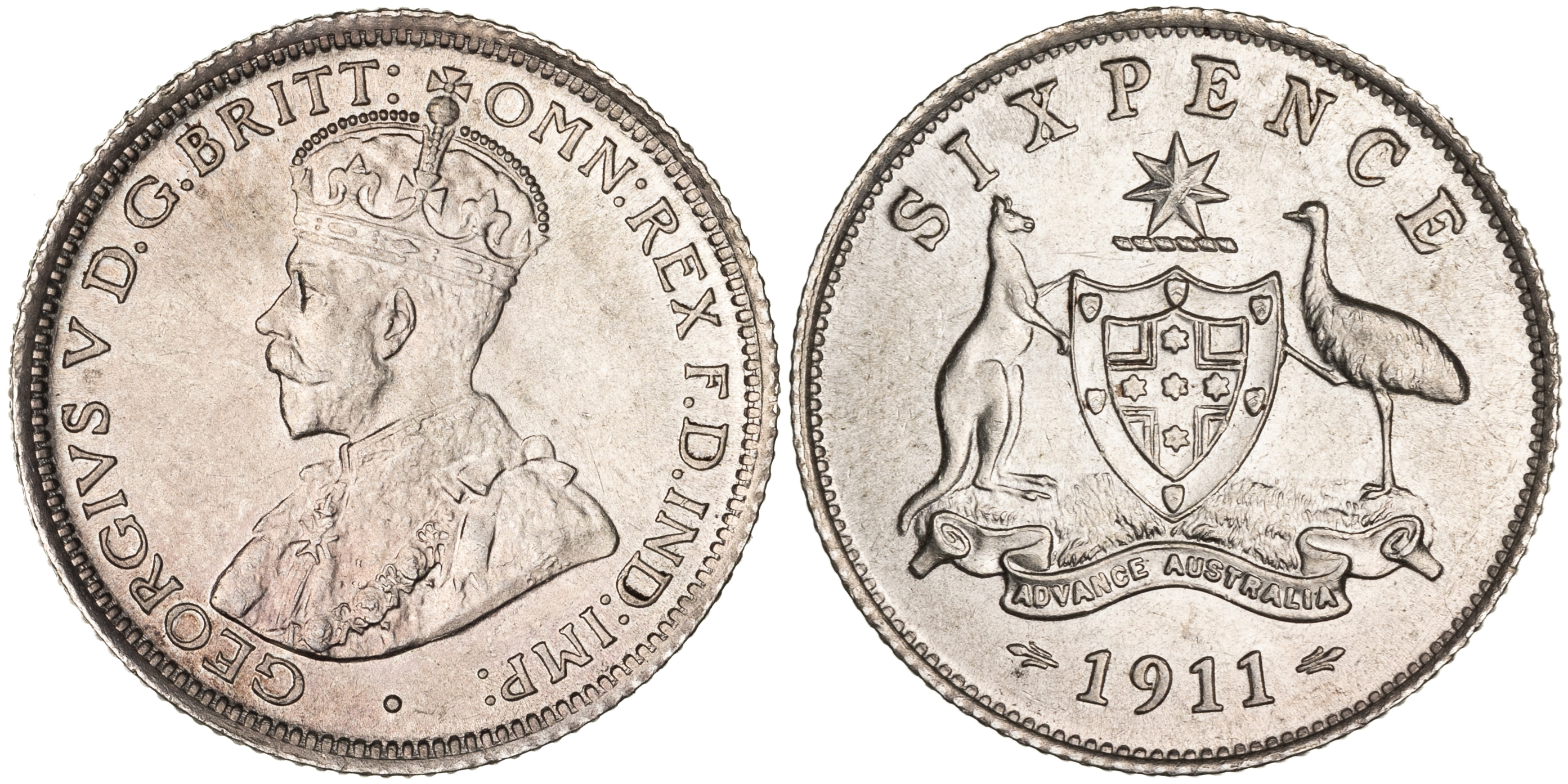 George V, Sixpence, 1911, CHU