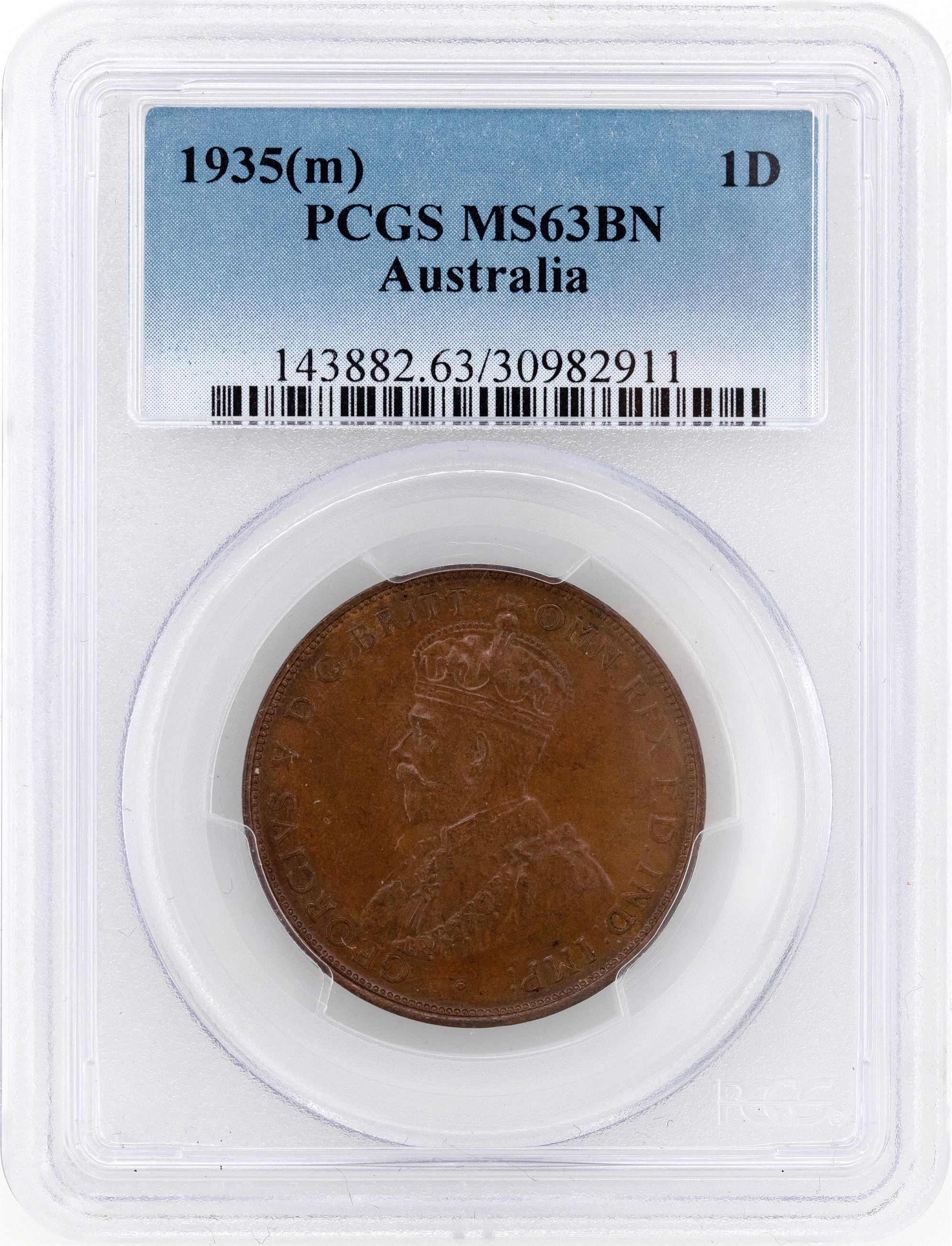 1935 Australia Penny PCGS - MS63BN -911
