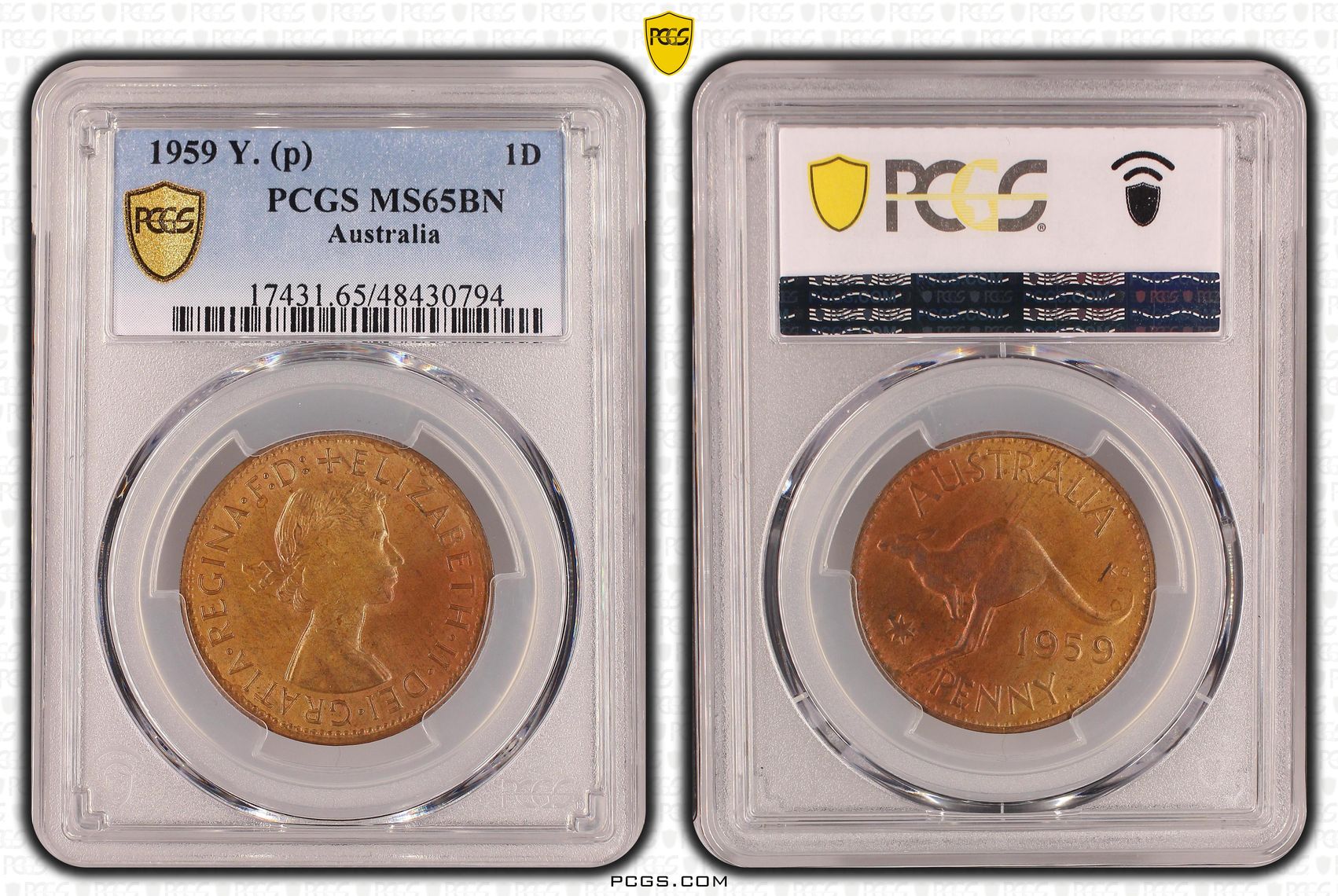 Elizabeth II, Penny, 1959-Y., PCGS MS65BN