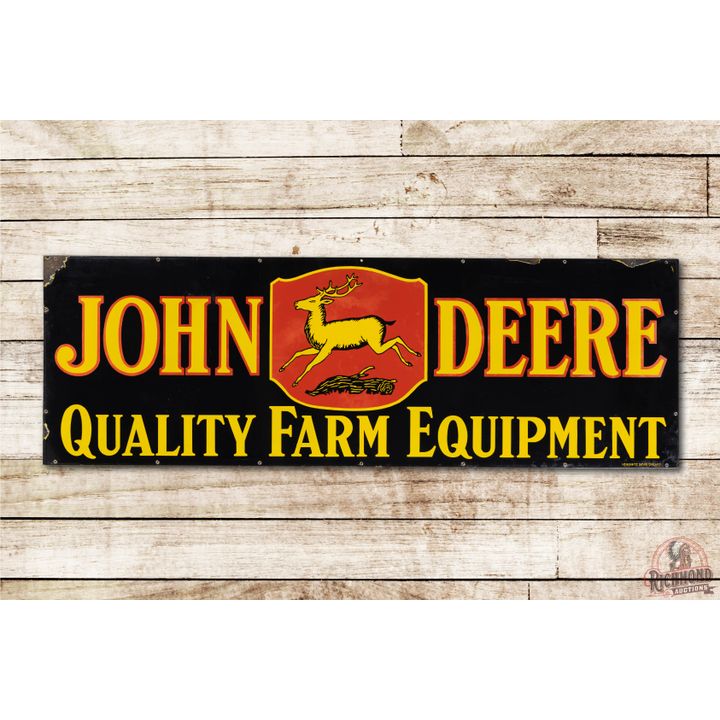 6' John Deere 4-Legged Logo Quality Farm Equipment Single Sided Porcelain Sign TAC 8.75