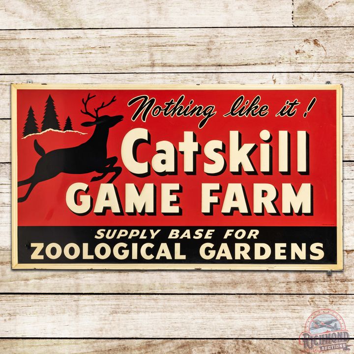 Catskill Game Farm Embossed SST Sign w/ Deer Graphic