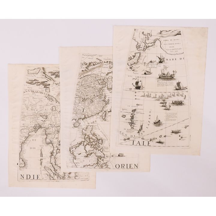 3pc Vincenzo Coronelli Globe Gores of Asia. 1695