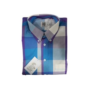ZEKSTRA SHIRT CHECK SHORT SLEEVE AQUA SIZE L, 4XL - 75821/061