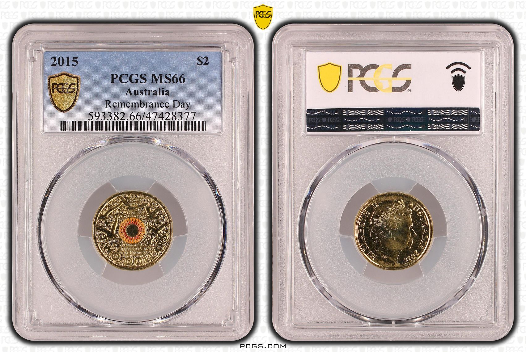 Elizabeth II, Remembrance Day-In Flanders Fields, Two Dollar, 2015, PCGS MS66
