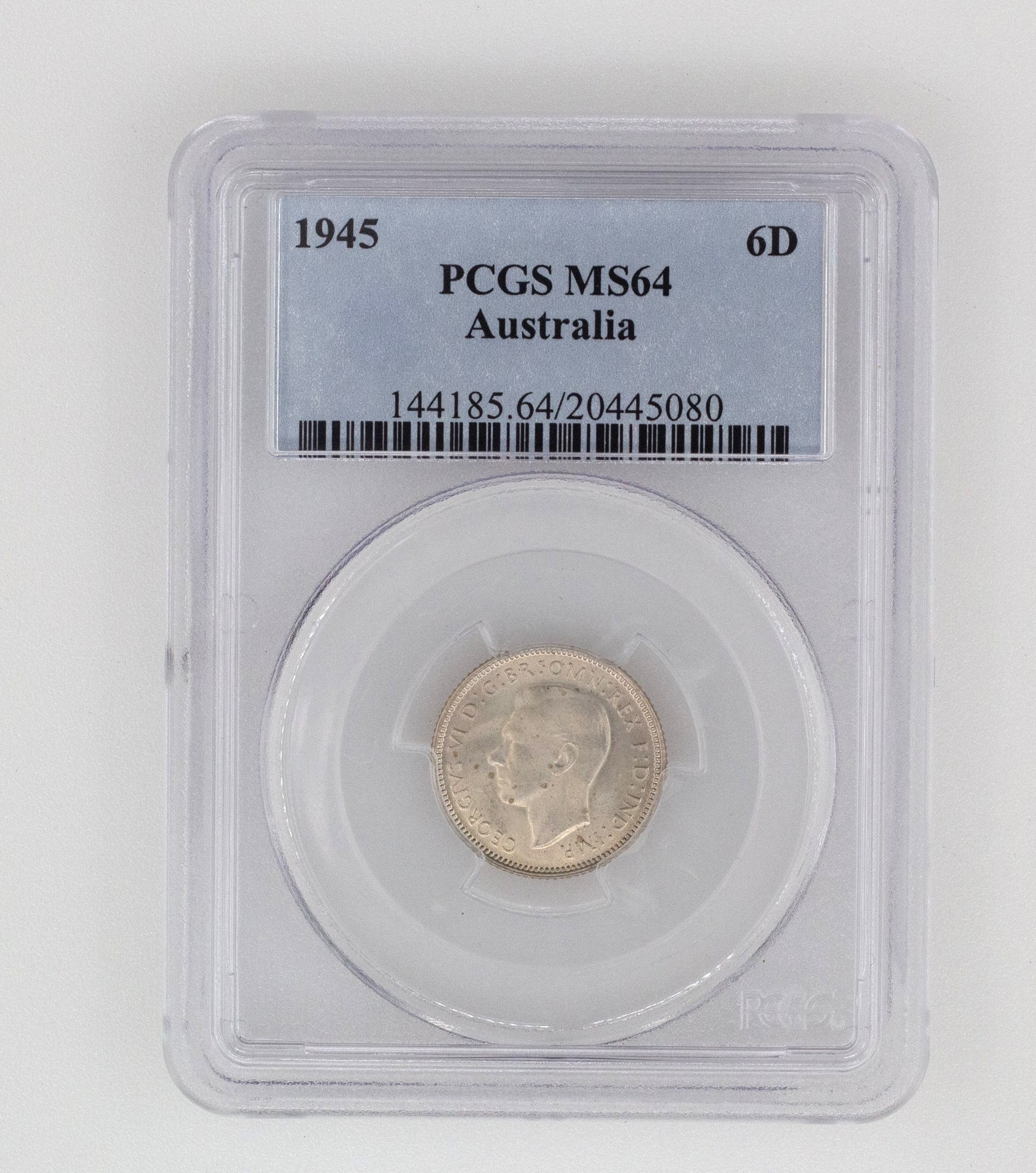 George VI, Sixpence, MS64 , 1945-M