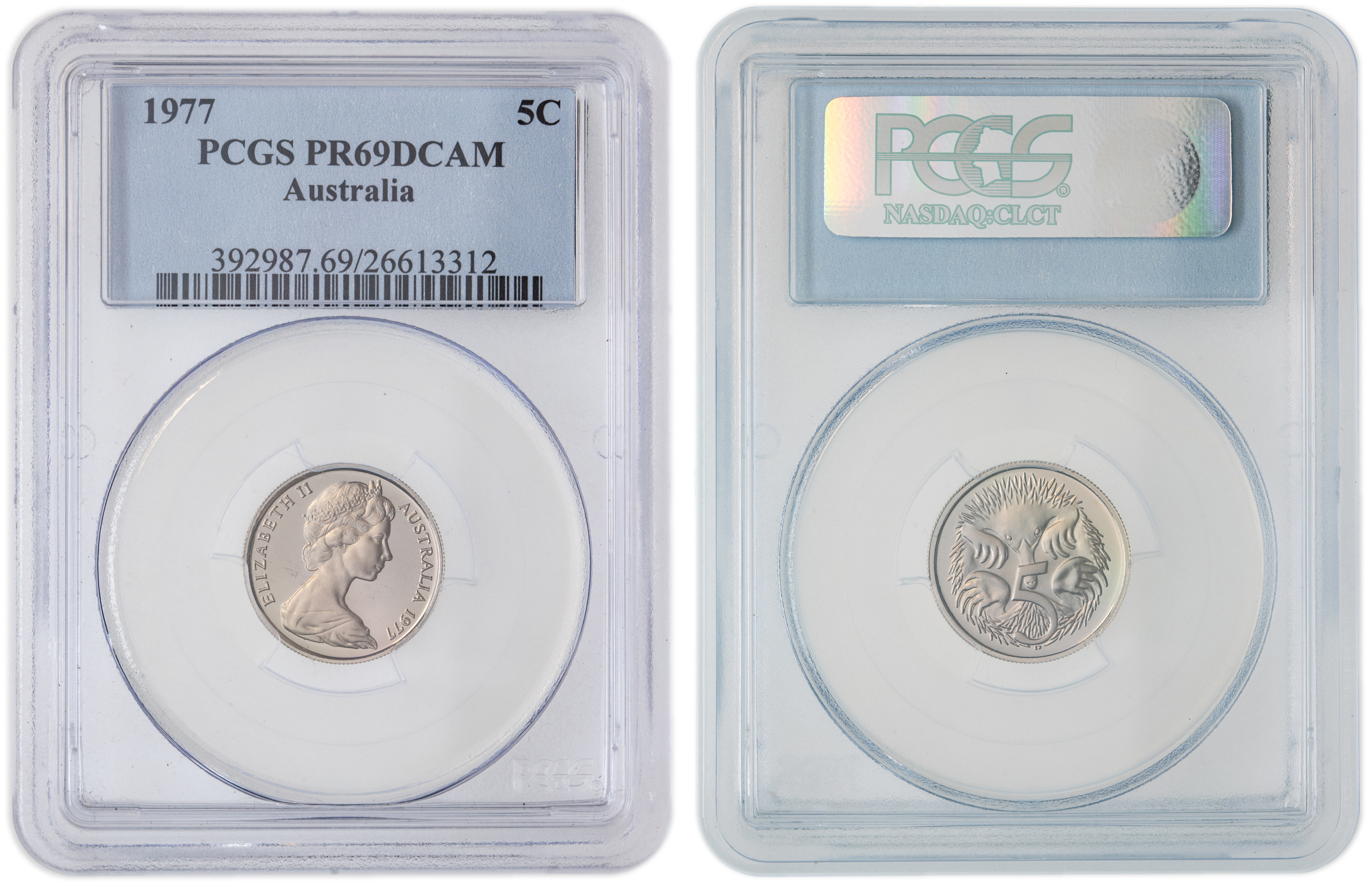 Elizabeth II, Five Cent, 1977, PCGS PR69DCAM