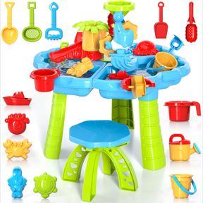 LUCKY DOUG KIDS SAND WATER TABLE TOYS, 3 IN 1 SAND AND WATER PLAY BEACH TOY FOR KIDS BOYS GIRLS, SENSORY ACTIVITY TOY FOR OUTDOOR,