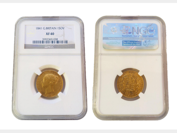 1841 Queen Victoria Young Head London Mint Shield Gold Sovereign Rare NGC XF40