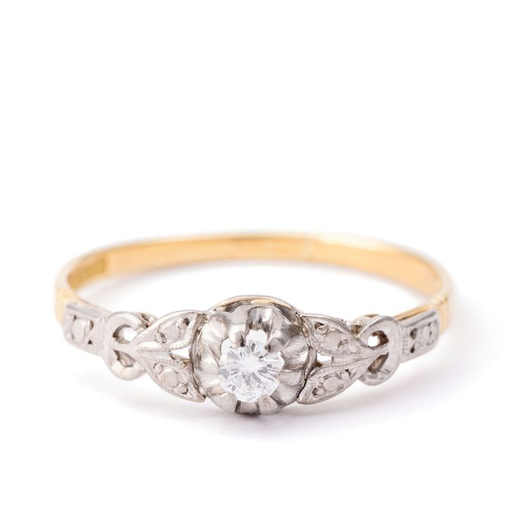 Vintage Diamond Solitaire Ring 18ct Gold,