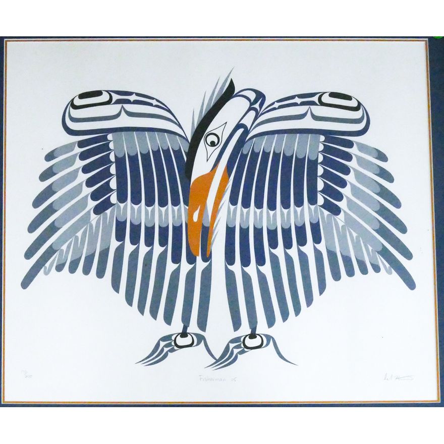 Calvin Hunt ''Fisherman '05'' (Bird) S/N Serigraph Framed