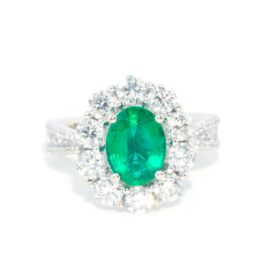 1.25 Carat Emerald & 1.60 Carat Diamond Ring