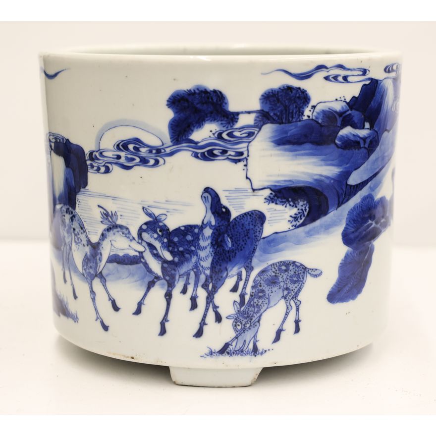 Chinese Blue & White Large Brush Pot