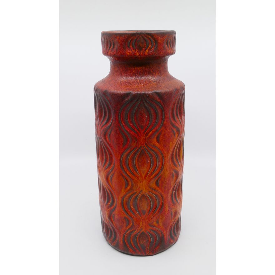 Mid Century W. German Orange Pottery Vase 12''