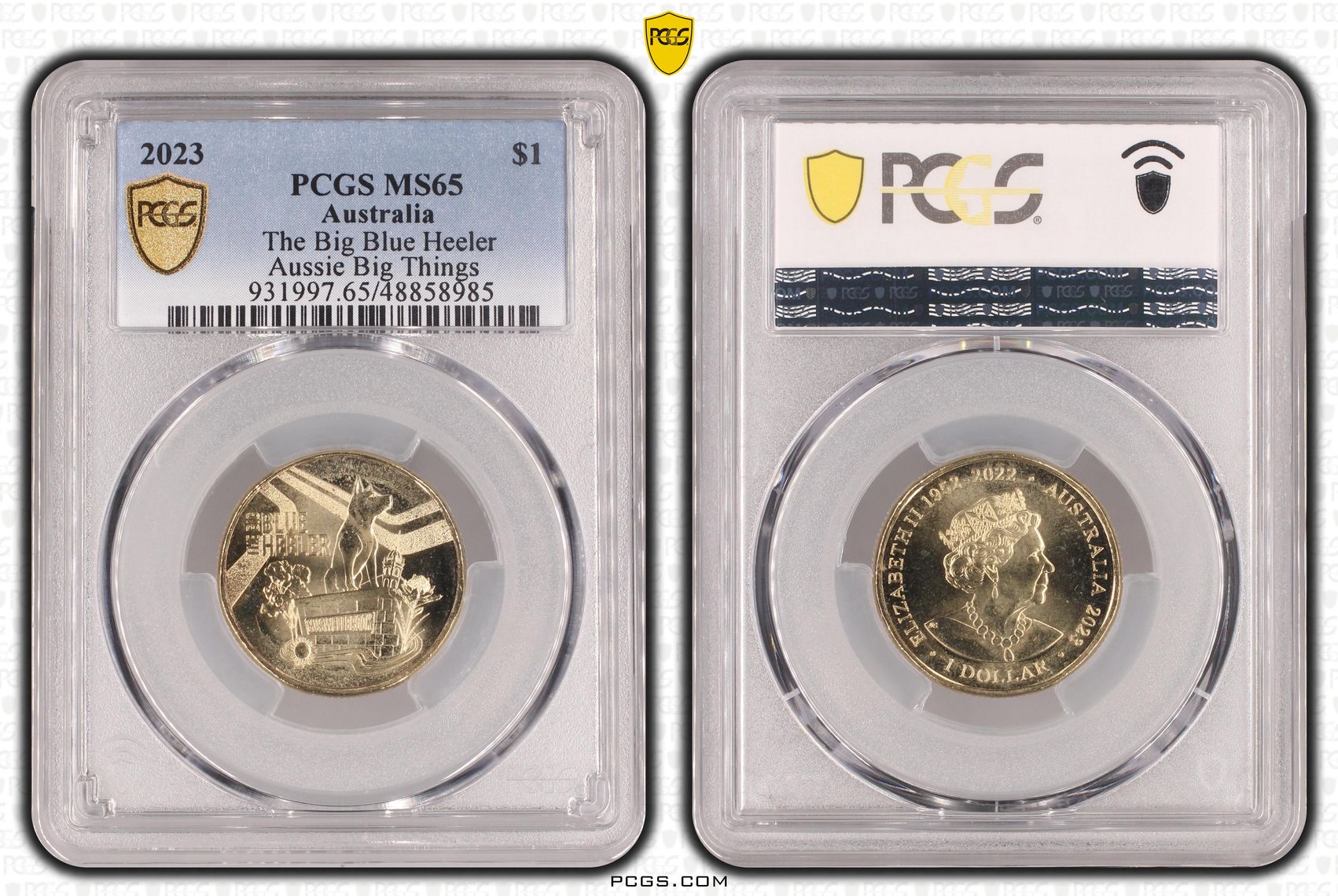 326 · The Big Blue Heeler Aussie Big Things, One Dollar, 2023, PCGS MS65