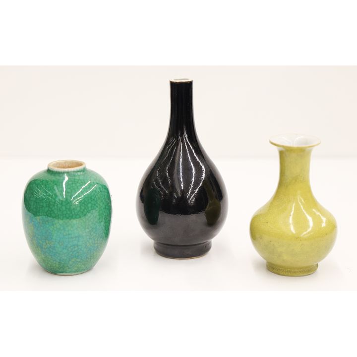 3pc Chinese Monochrome Porcelain Small Vases