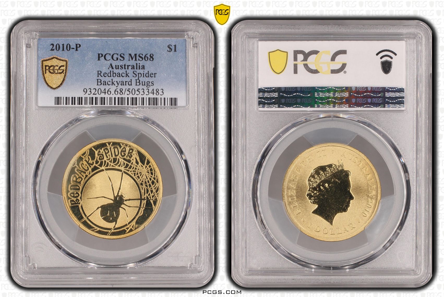 Redback Spider, One Dollar, 2010-P, PCGS MS68
