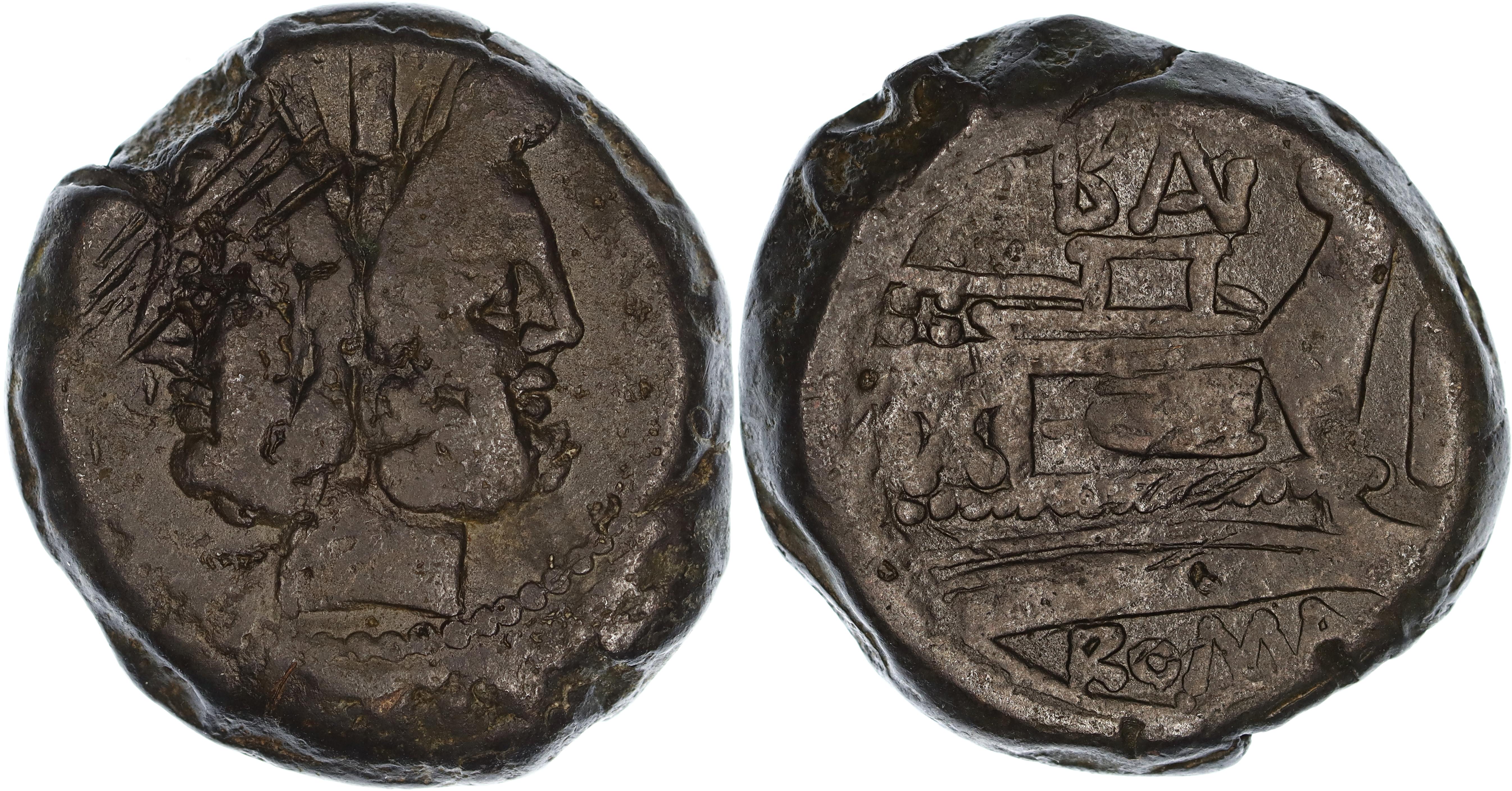Roman Republic, Anonymous Issue, Æ As, 169-158 BC, nVF
