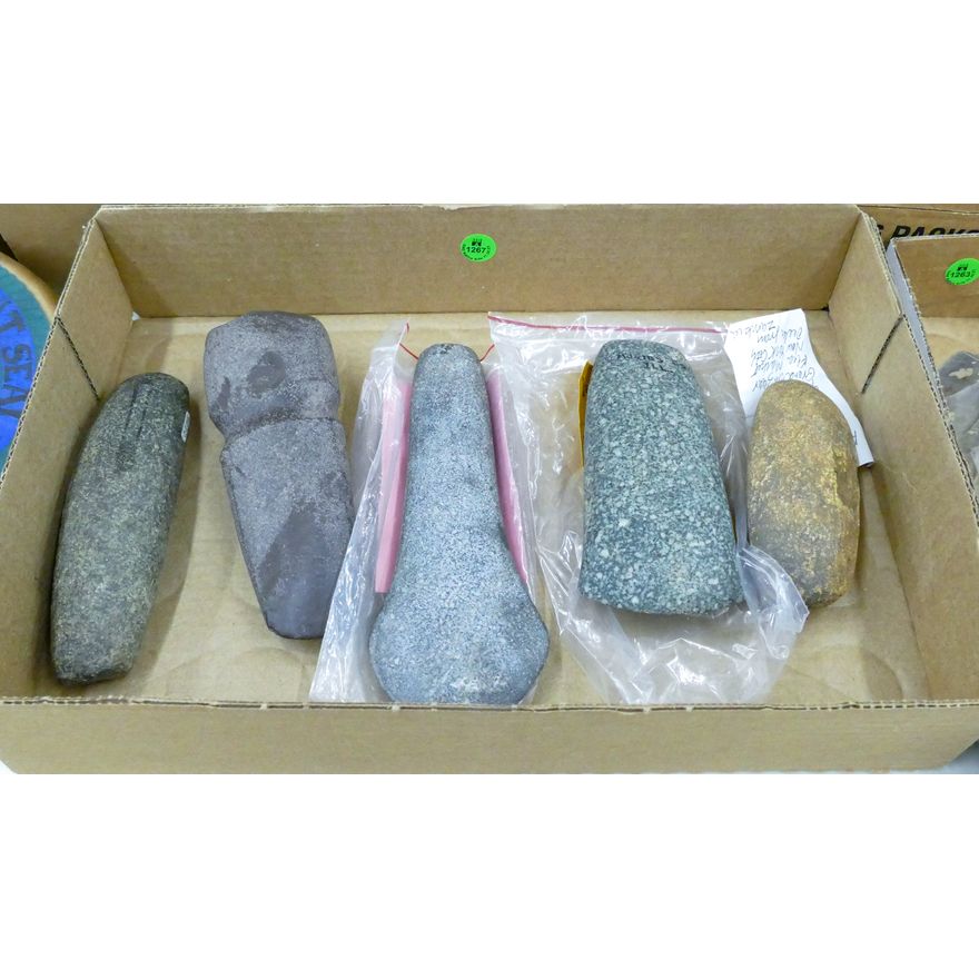 Box 5pc Various Stone Celts and Adze