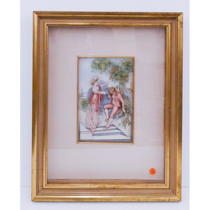 Italian Jasperware Courting Scene Plaque Frame- 19x15''