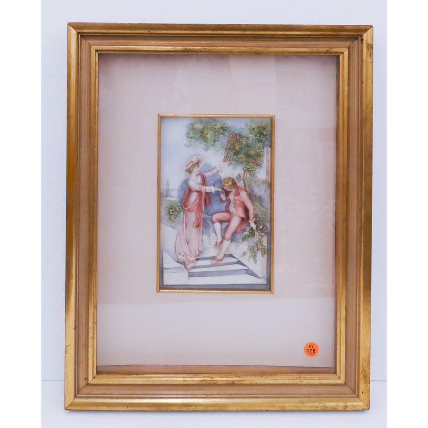 Italian Jasperware Courting Scene Plaque Frame- 19x15''