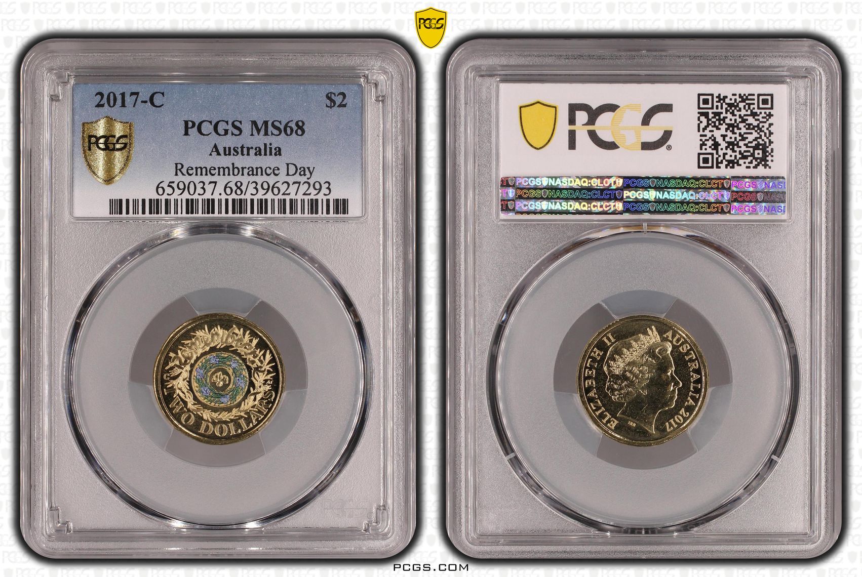 Remembrance Day, Two Dollar, 2017-C, PCGS MS68