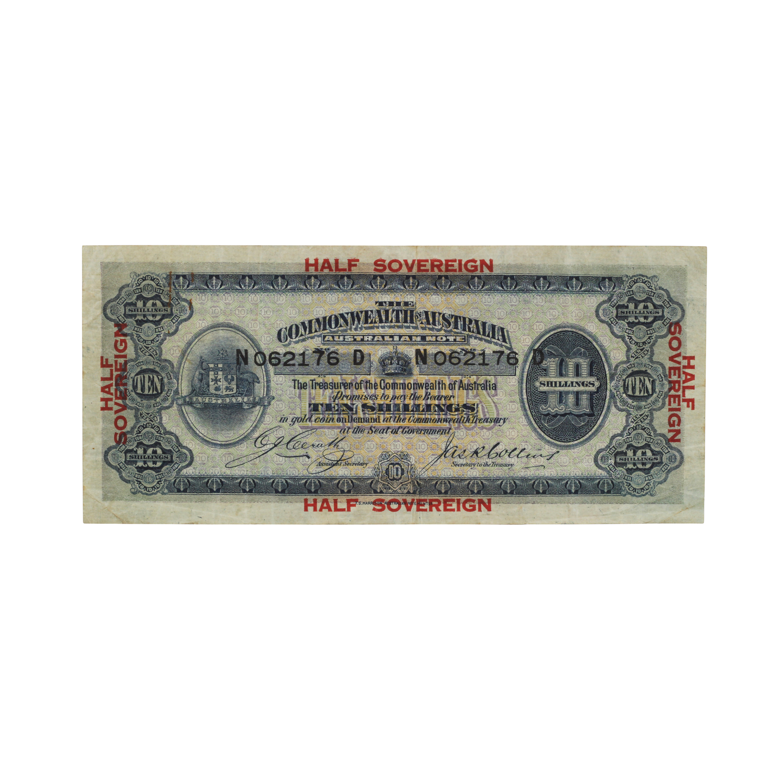 1933. · Cerutty/Collins, Ten Shillings, 1918, VF