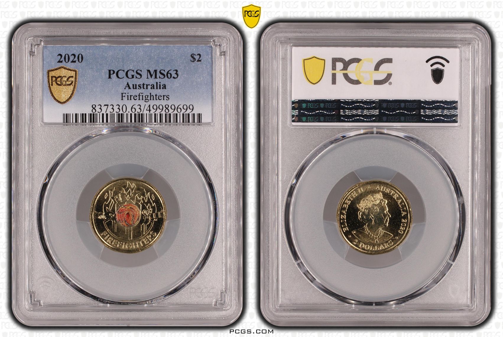 Firefighters Colourised, Two Dollar, 2020, PCGS MS63