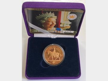 2002 PROOF GOLD 5 POUND COIN QUEEN ELIZABETH II GOLDEN JUBILEE COMMEMORATIVE ISSUE.