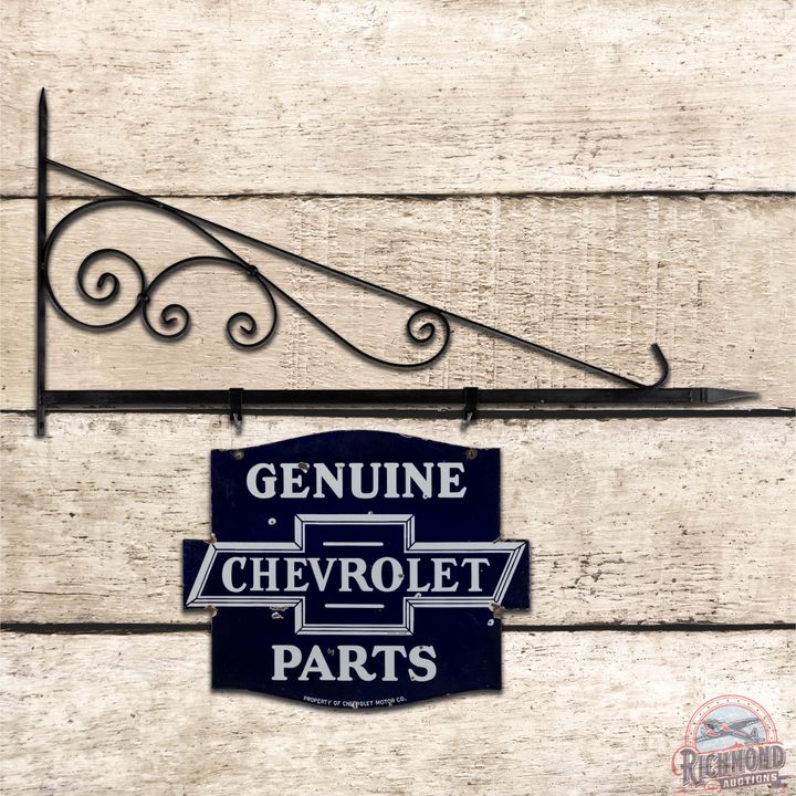 Chevrolet Genuine Parts Die Cut Double Sided Porcelain Logo Sign