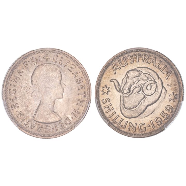 Elizabeth II, Shilling, 1959, PCGS MS 66