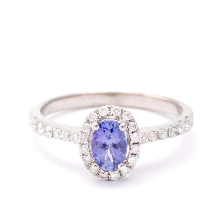 Tanzanite & Diamond Ring 14ct Gold,