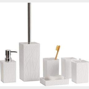 Bathroom Accessory Set - 6 PCS White, Soap Dispenser, Toothbrush Holder, Soap Dish, Toilet Brush, Qtip Holder, Bathroom Decor Set