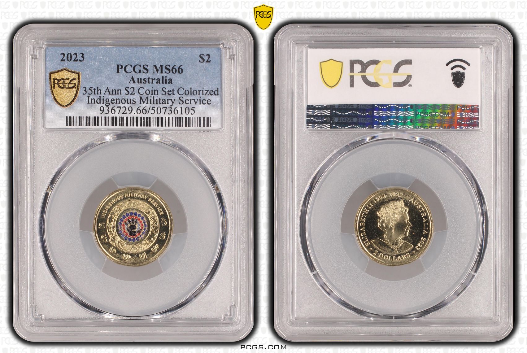 35th Ann $2 Coin Set Colorized - Indigenous Military Service , Two Dollar, 2023, PCGS MS66