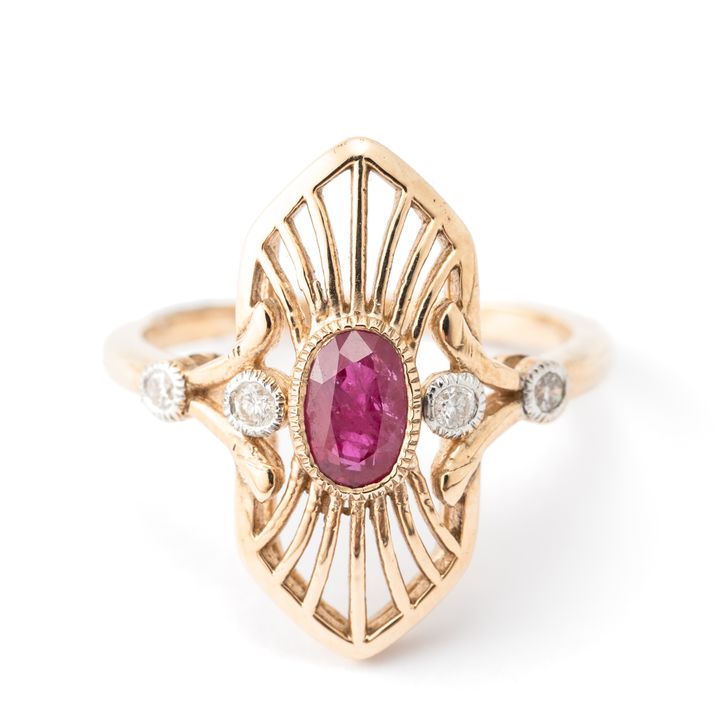 Ruby & Diamond 9ct Gold Ring