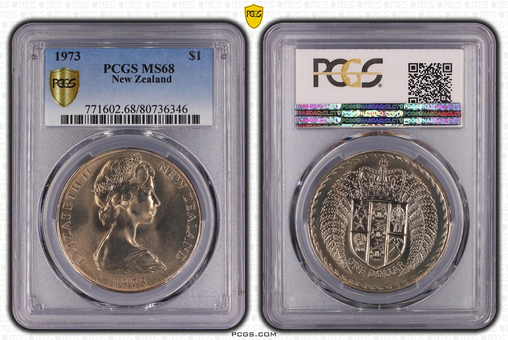 New Zealand, POP 1/0, One Dollar, 1973, PCGS MS68