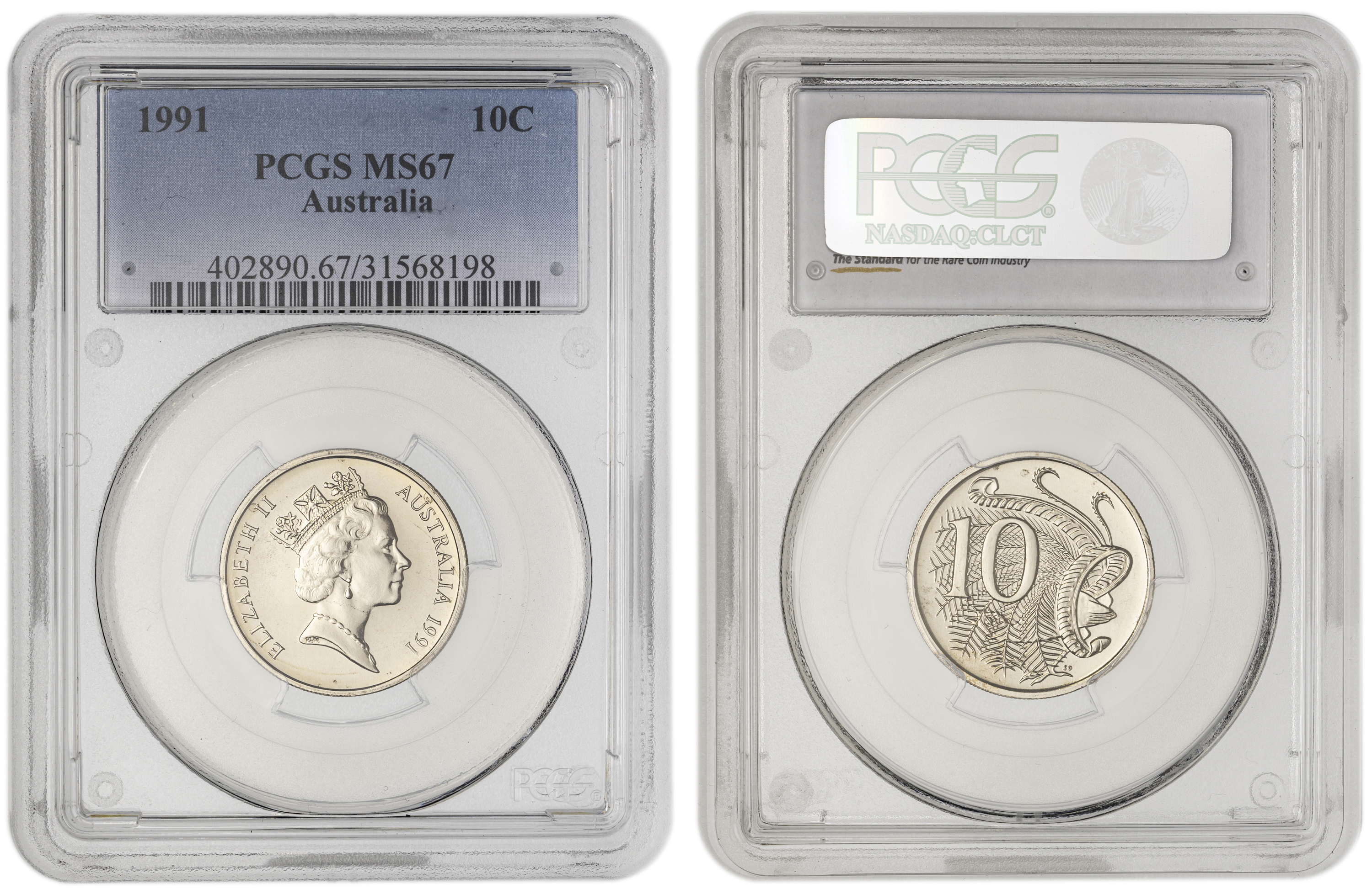 , Ten Cent, 1991, PCGS MS67