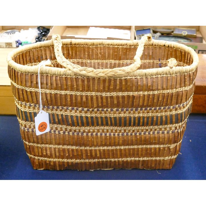 Old Makah Handled Indian Basket 14''