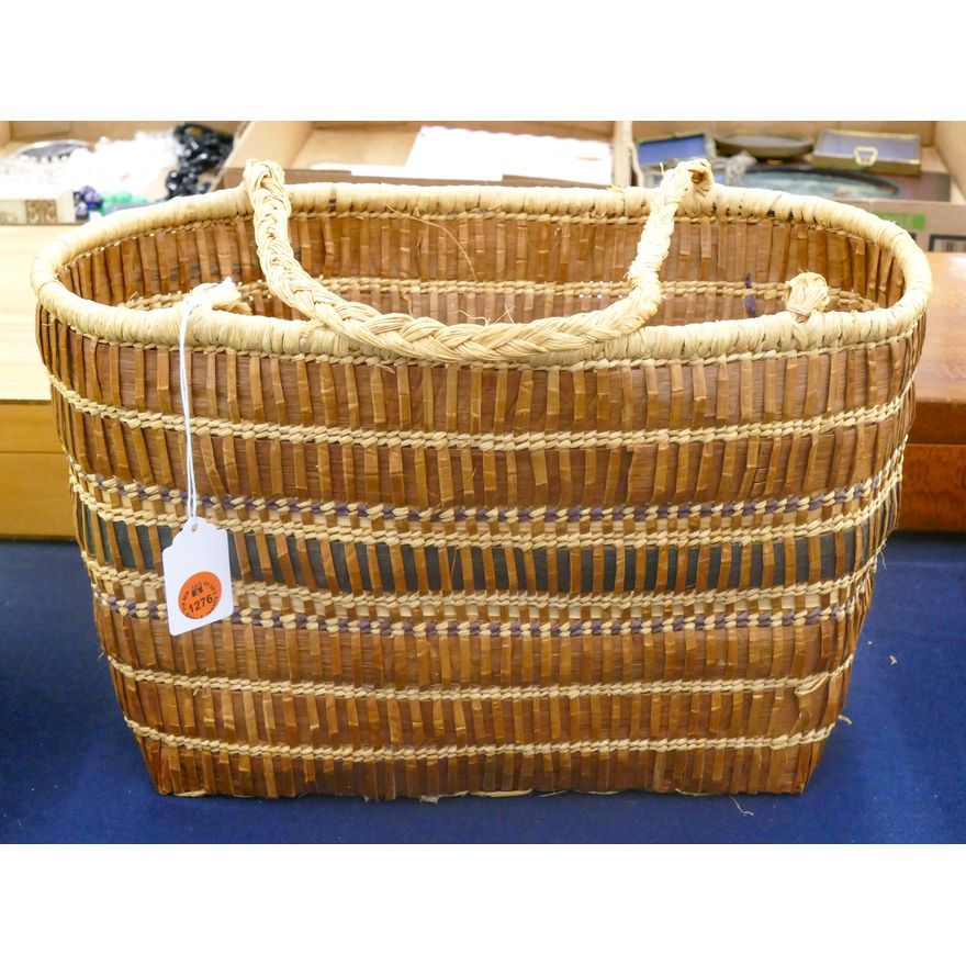 Old Makah Handled Indian Basket 14''