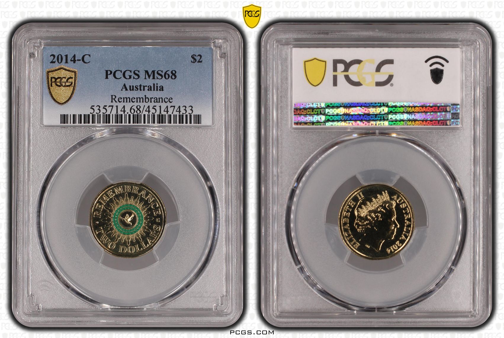 2014-C Australia Two Dollar, $2 Remembrance PCGS - MS68 -433