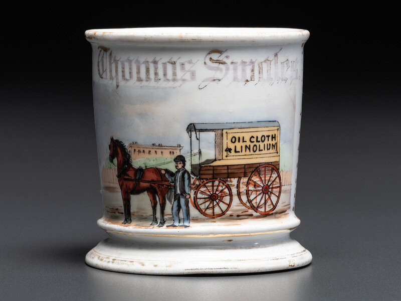 An Oil Cloth and Linolium Salesman's Occupational Shaving Mug