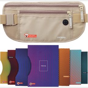 MONEY BELT FOR TRAVEL FOR MEN & WOMEN - WITH RFID BLOCKING SLEEVES - MULTIPLE COMPARTMENTS & HIDDEN POCKET FOR SAFE TRAVEL AND DAI