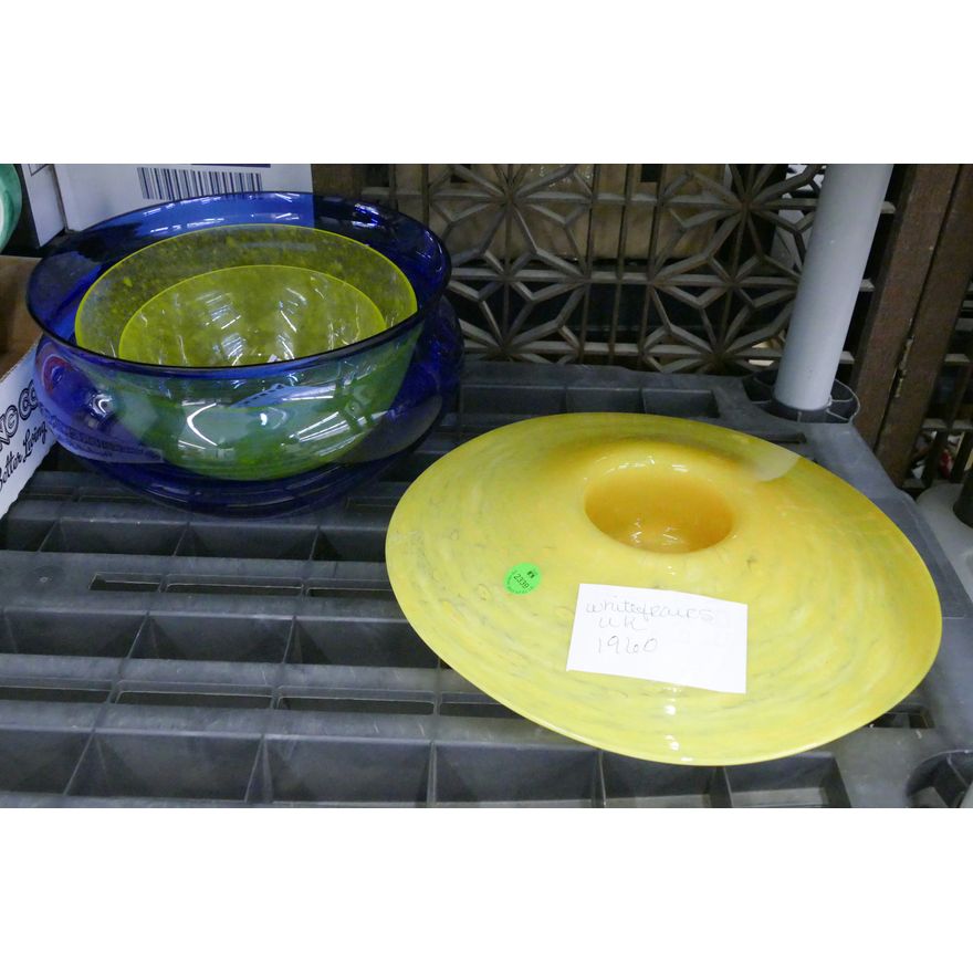 4pc Czech Colored Glass Bowls 6'' to 12'' Diameter