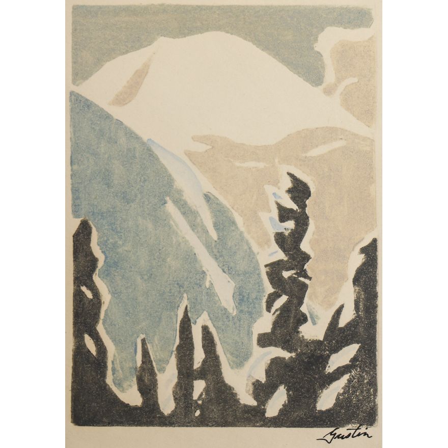 Paul Morgan Gustin ''Mount Rainier: Mowich Canyon'' Woodcut