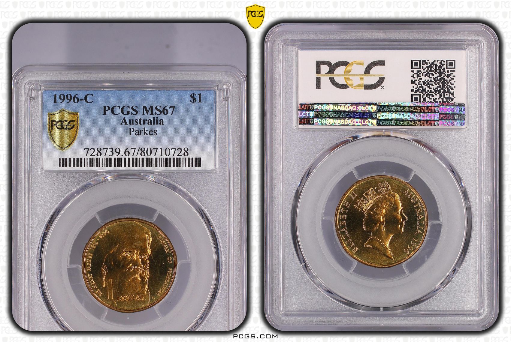 190 · Parkes , One Dollar, 1996-C, PCGS MS67