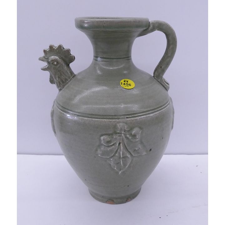 Chinese Celadon Glaze Rooster Ewer- 10.5''